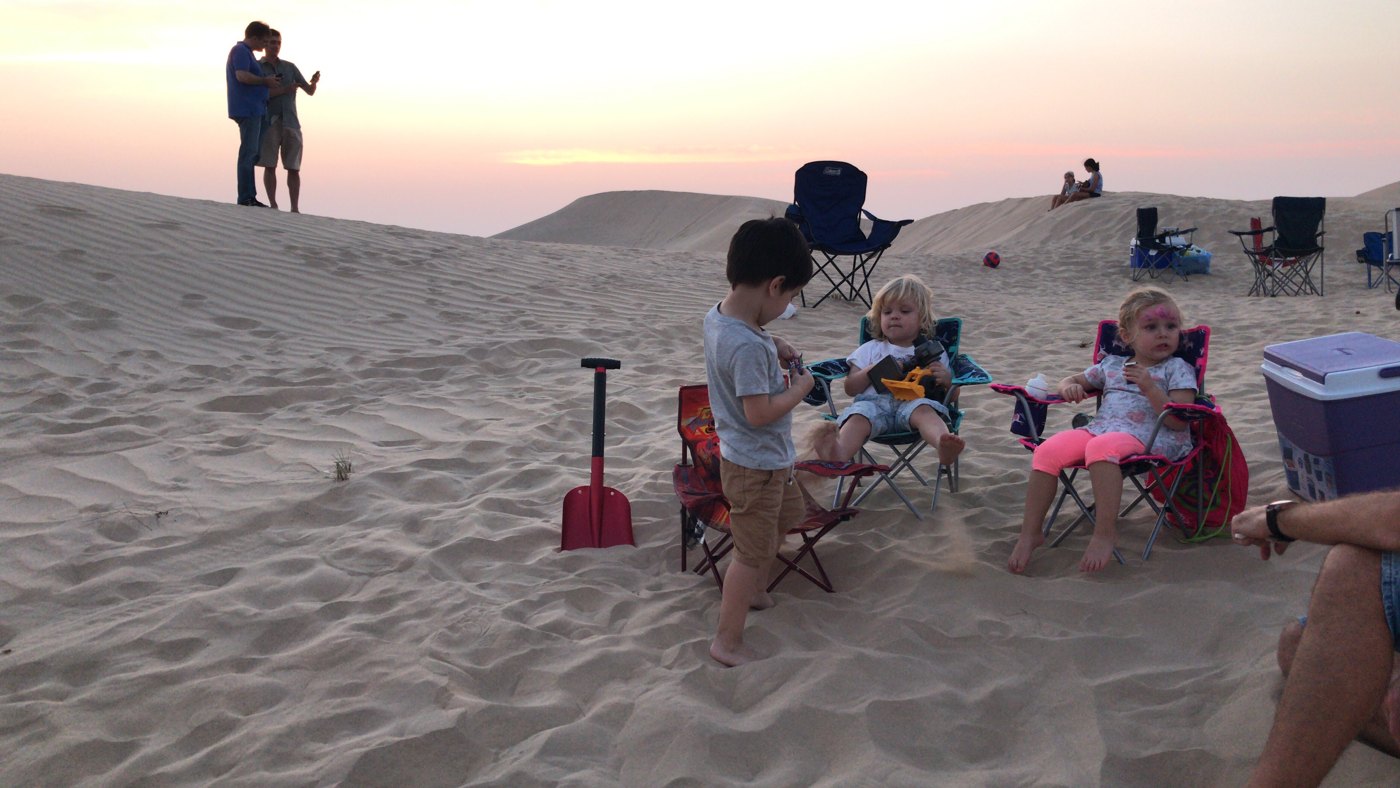 Sunset on the desert dunes